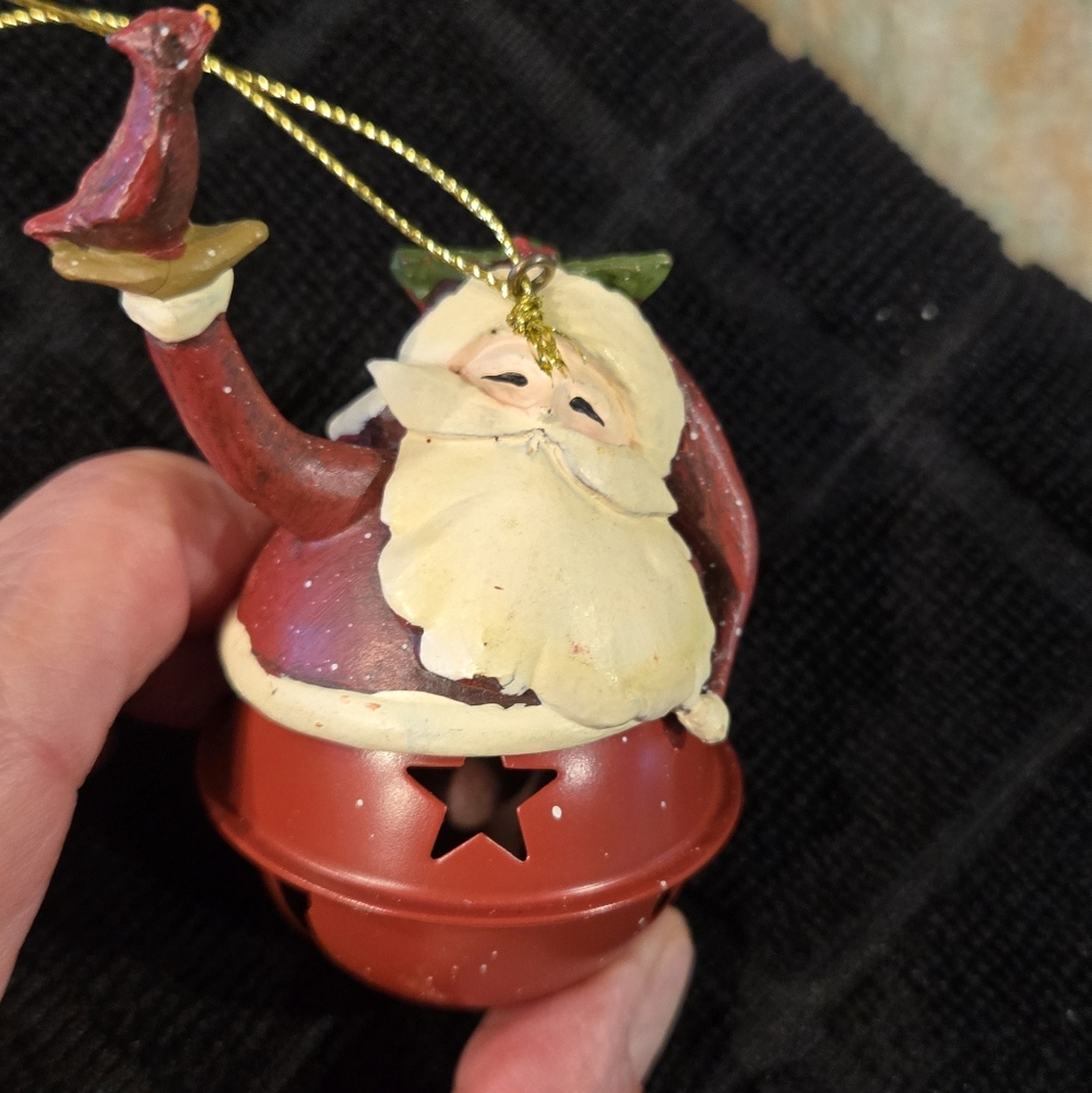 Vintage Beth Yarbrough Santa Bell Ornament